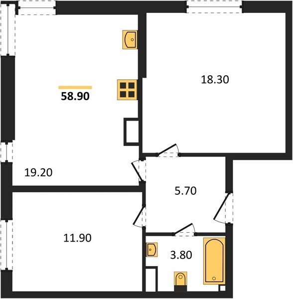 Фото №1: 2-комнатная квартира 58 м² - Краснодар, Прикубанский внутригородской округ, мкр. жилой комплекс Самолёт-6