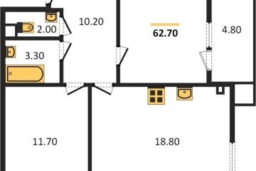 Фото №1: 2-комнатная квартира 62 м² - Краснодар, мкр. Парк Победы, ул. имени Героя Дангириева, 2