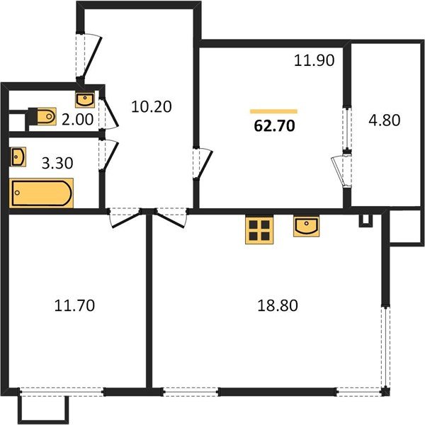 Фото №1: 2-комнатная квартира 62 м² - Краснодар, Прикубанский внутригородской округ, мкр. Парк Победы, ул. имени Героя Дангириева, 2