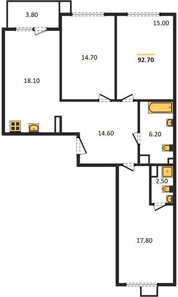 Фото №1: 3-комнатная квартира 92 м² - Краснодар, Прикубанский внутригородской округ, мкр. Парк Победы, ул. имени Героя Дангириева, 2