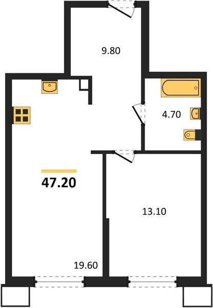Фото №1: 1-комнатная квартира 47 м² - Краснодар, Прикубанский внутригородской округ, мкр. Парк Победы, ул. имени Героя Дангириева, 2к1