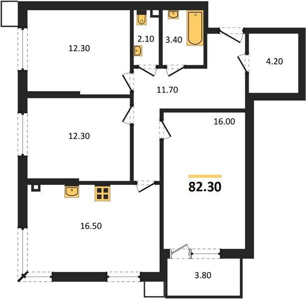 Фото №1: 3-комнатная квартира 83 м² - Краснодар, Прикубанский внутригородской округ, мкр. Парк Победы, ул. имени Героя Дангириева, 2к1