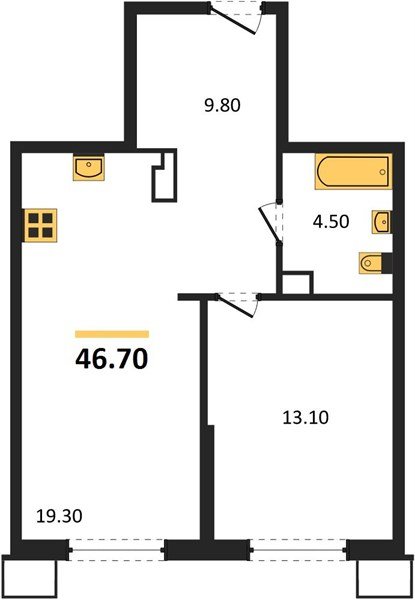 Фото №1: 1-комнатная квартира 46 м² - Краснодар, Прикубанский внутригородской округ, мкр. Парк Победы, ул. имени Героя Дангириева, 2к1