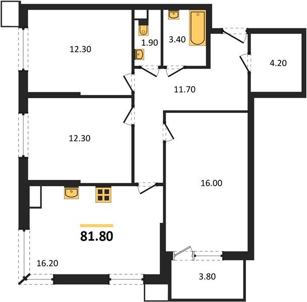 Фото №1: 3-комнатная квартира 82 м² - Краснодар, Прикубанский внутригородской округ, мкр. Парк Победы, ул. имени Героя Дангириева, 2к1