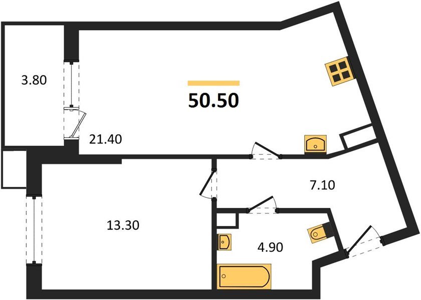 Фото №1: 1-комнатная квартира 50 м² - Краснодар, Прикубанский внутригородской округ, мкр. Парк Победы, ул. имени Героя Дангириева, 2к1