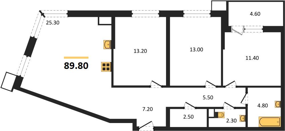 Фото №1: 3-комнатная квартира 89 м² - Краснодар, Прикубанский внутригородской округ, мкр. Парк Победы, ул. имени Героя Дангириева, 2к1