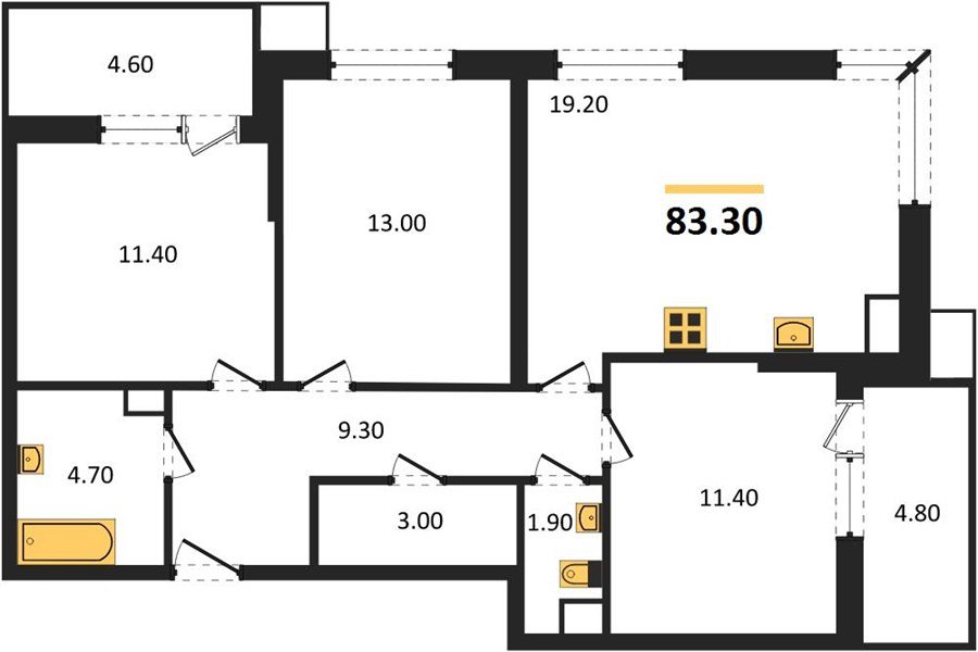 Фото №1: 3-комнатная квартира 84 м² - Краснодар, Прикубанский внутригородской округ, мкр. Парк Победы, ул. имени Героя Дангириева, 2к1