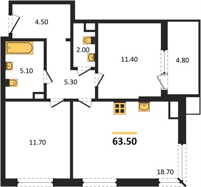 Фото №1: 2-комнатная квартира 63 м² - Краснодар, Прикубанский внутригородской округ, мкр. Парк Победы, ул. имени Героя Дангириева, 2к1