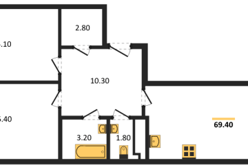 Фото №1: 2-комнатная квартира 69 м² - Краснодар, мкр. Парк Победы, ул. имени Героя Дангириева, 2к1