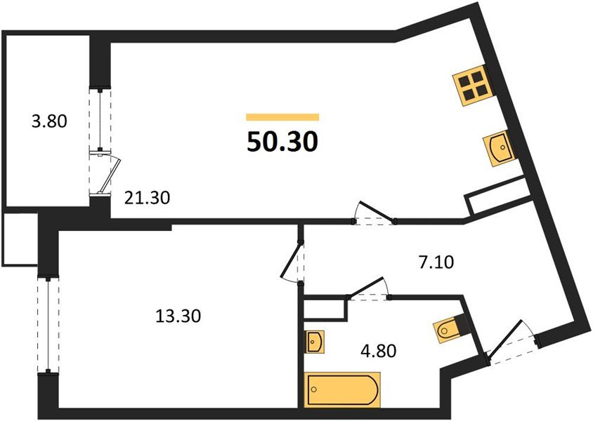 Фото №1: 1-комнатная квартира 50 м² - Краснодар, Прикубанский внутригородской округ, мкр. Парк Победы, ул. имени Героя Дангириева, 2к1