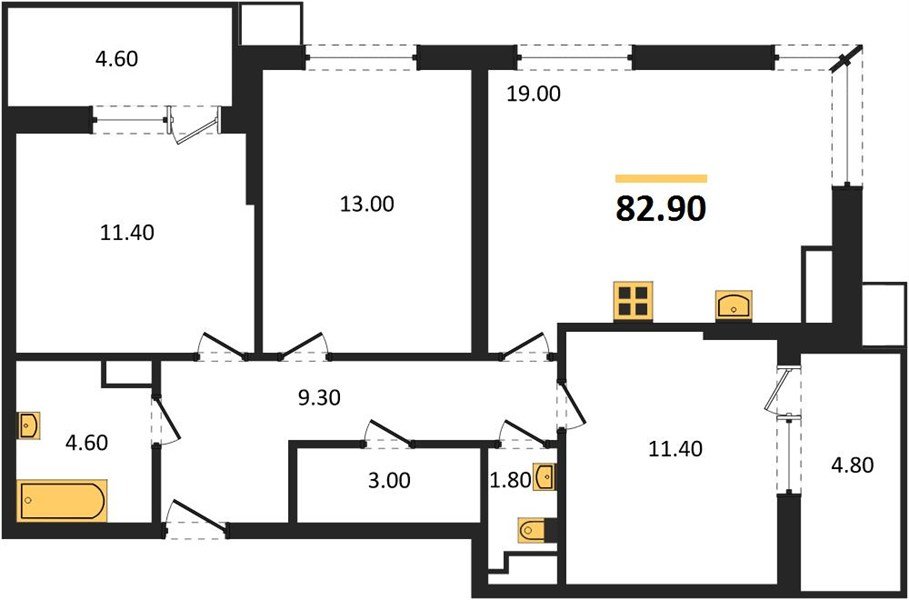 Фото №1: 3-комнатная квартира 83 м² - Краснодар, Прикубанский внутригородской округ, мкр. Парк Победы, ул. имени Героя Дангириева, 2к1