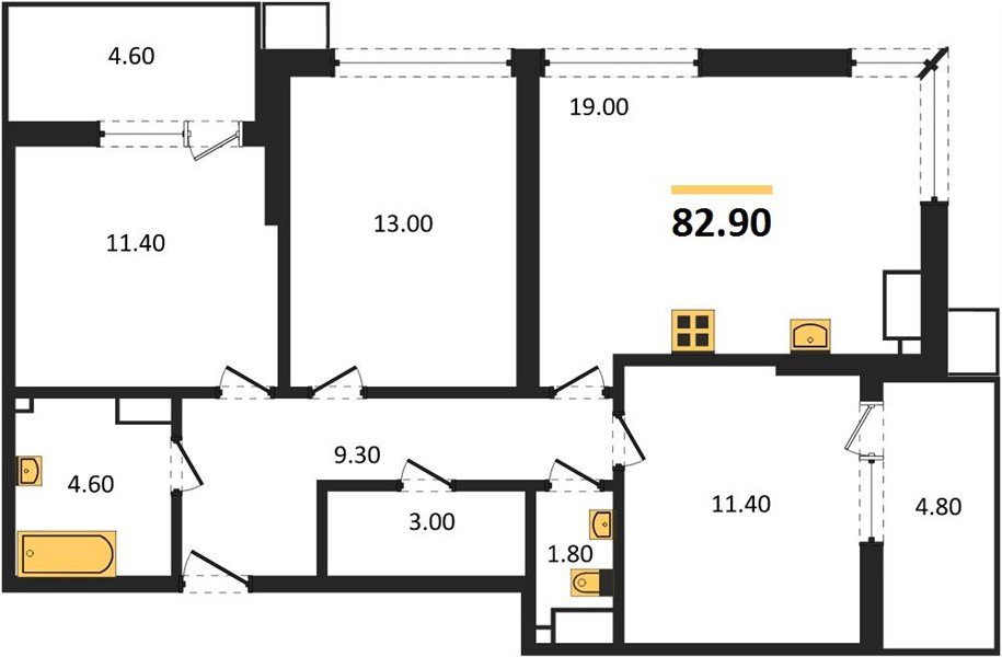 Фото №1: 3-комнатная квартира 83 м² - Краснодар, Прикубанский внутригородской округ, мкр. Парк Победы, ул. имени Героя Дангириева, 2к1