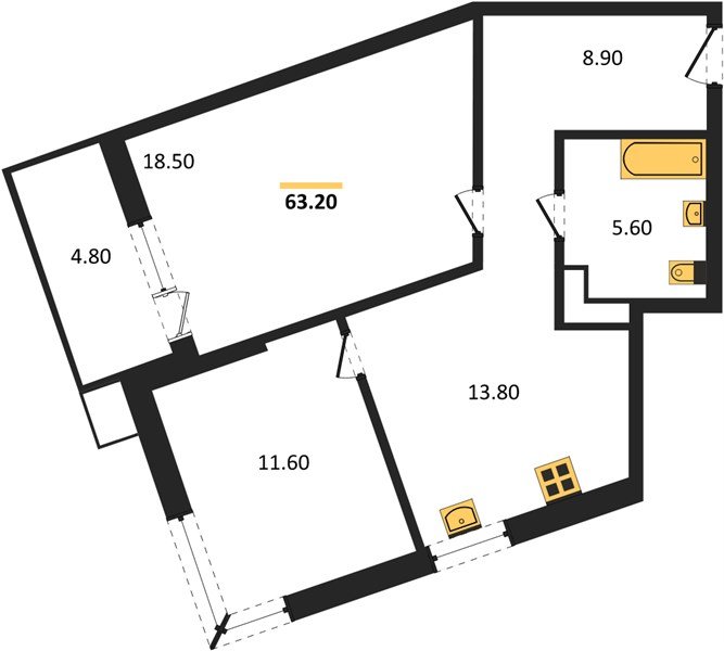 Фото №1: 2-комнатная квартира 63 м² - Краснодар, Прикубанский внутригородской округ, мкр. Парк Победы
