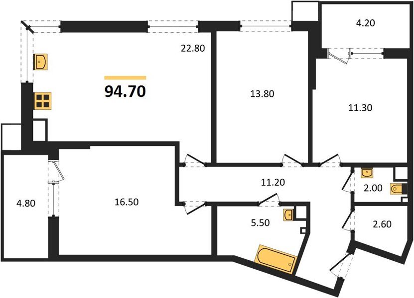Фото №1: 3-комнатная квартира 94 м² - Краснодар, Прикубанский внутригородской округ, мкр. Парк Победы