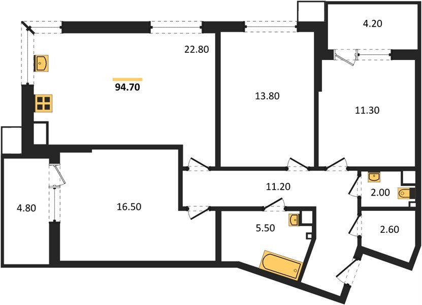 Фото №1: 3-комнатная квартира 95 м² - Краснодар, Прикубанский внутригородской округ, мкр. Парк Победы
