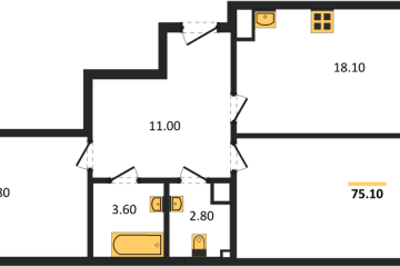 Фото №1: 2-комнатная квартира 75 м² - Краснодар, мкр. Парк Победы, 