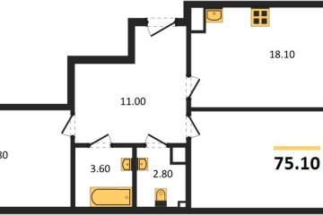 Фото №1: 2-комнатная квартира 75 м² - Краснодар, мкр. Парк Победы, 