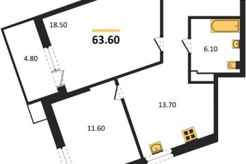 Фото №1: 2-комнатная квартира 64 м² - Краснодар, мкр. Парк Победы, 