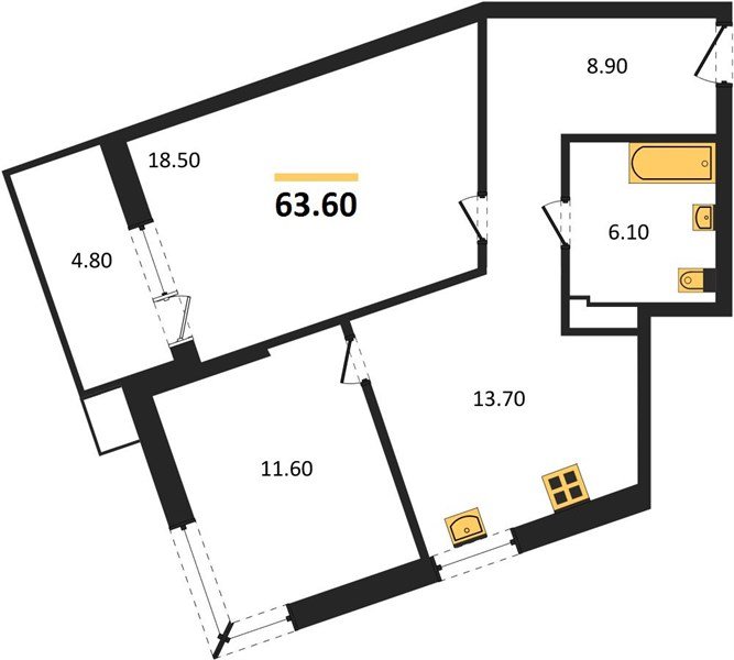Фото №1: 2-комнатная квартира 64 м² - Краснодар, Прикубанский внутригородской округ, мкр. Парк Победы