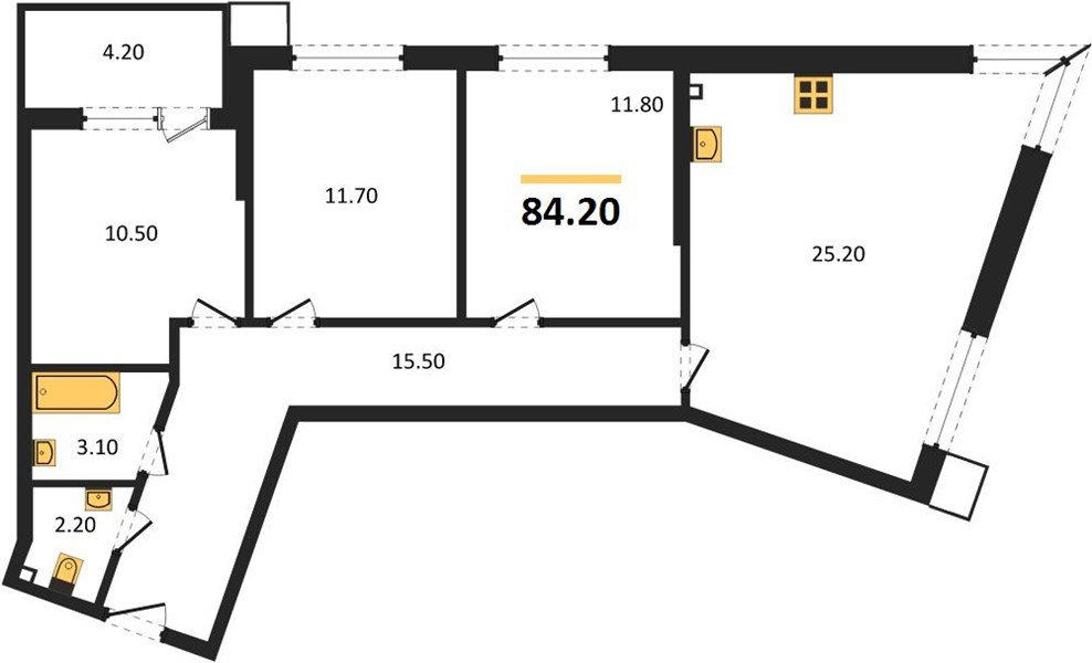 Фото №1: 3-комнатная квартира 84 м² - Краснодар, Прикубанский внутригородской округ, мкр. Парк Победы