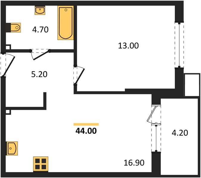 Фото №1: 1-комнатная квартира 44 м² - Краснодар, Парк Победы, мкр. Прикубанский внутригородской округ