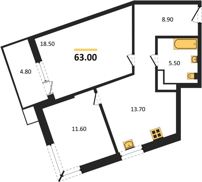 Фото №1: 2-комнатная квартира 63 м² - Краснодар, Прикубанский внутригородской округ, мкр. Парк Победы