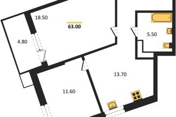 Фото №1: 2-комнатная квартира 63 м² - Краснодар, мкр. Парк Победы, 