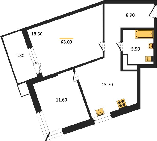 Фото №1: 2-комнатная квартира 63 м² - Краснодар, Прикубанский внутригородской округ, мкр. Парк Победы