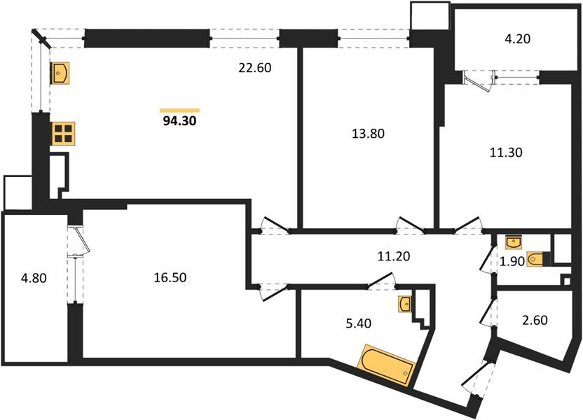 Фото №1: 3-комнатная квартира 95 м² - Краснодар, Прикубанский внутригородской округ, мкр. Парк Победы