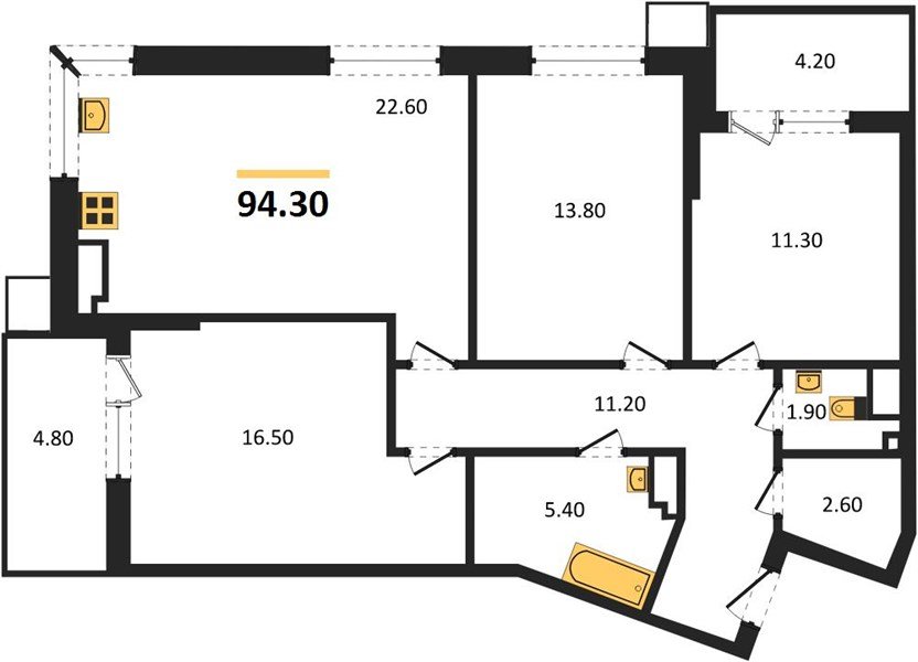 Фото №1: 3-комнатная квартира 95 м² - Краснодар, Прикубанский внутригородской округ, мкр. Парк Победы