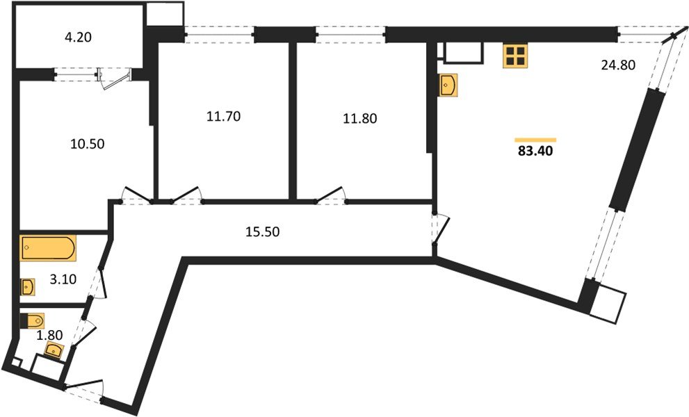 Фото №1: 3-комнатная квартира 83 м² - Краснодар, Прикубанский внутригородской округ, мкр. Парк Победы