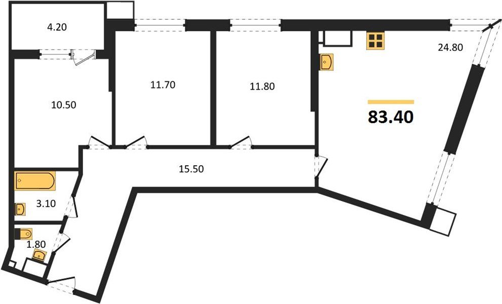 Фото №1: 3-комнатная квартира 83 м² - Краснодар, Прикубанский внутригородской округ, мкр. Парк Победы