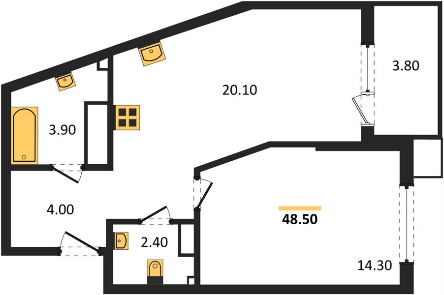 Фото №1: 1-комнатная квартира 48 м² - Краснодар, Прикубанский внутригородской округ, мкр. Парк Победы