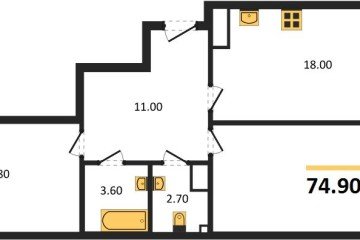 Фото №1: 2-комнатная квартира 75 м² - Краснодар, мкр. Парк Победы, 