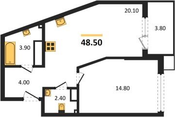 Фото №1: 1-комнатная квартира 49 м² - Краснодар, мкр. Парк Победы, 