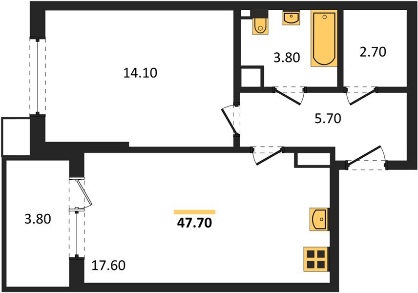 Фото №1: 1-комнатная квартира 48 м² - Краснодар, Парк Победы, мкр. Прикубанский внутригородской округ