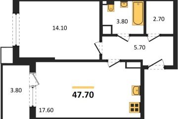 Фото №1: 1-комнатная квартира 47 м² - Краснодар, мкр. Парк Победы, 