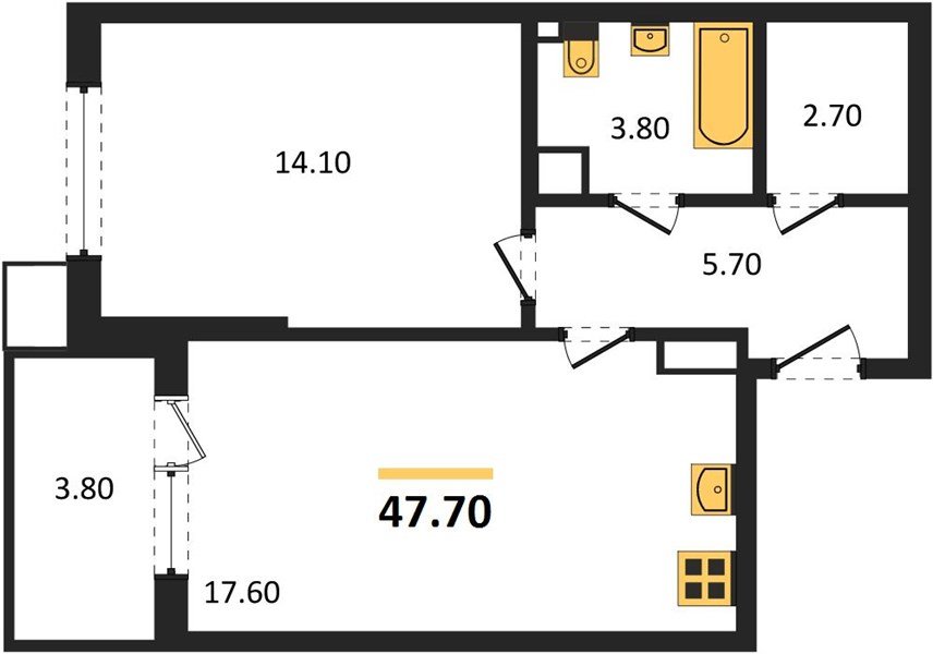 Фото №1: 1-комнатная квартира 47 м² - Краснодар, Прикубанский внутригородской округ, мкр. Парк Победы