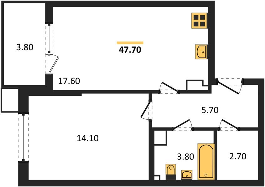 Фото №1: 1-комнатная квартира 48 м² - Краснодар, Прикубанский внутригородской округ, мкр. Парк Победы