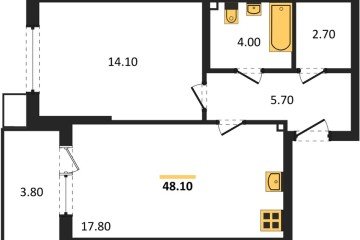Фото №1: 1-комнатная квартира 48 м² - Краснодар, мкр. Парк Победы, 