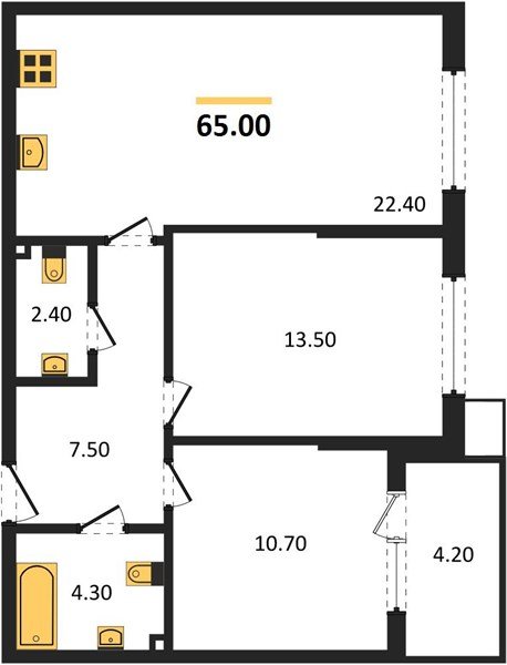 Фото №1: 2-комнатная квартира 65 м² - Краснодар, Прикубанский внутригородской округ, мкр. Парк Победы