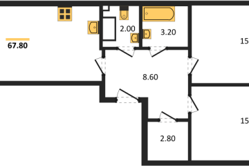 Фото №1: 2-комнатная квартира 67 м² - Краснодар, мкр. Парк Победы, 