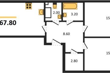 Фото №1: 2-комнатная квартира 67 м² - Краснодар, мкр. Парк Победы, 