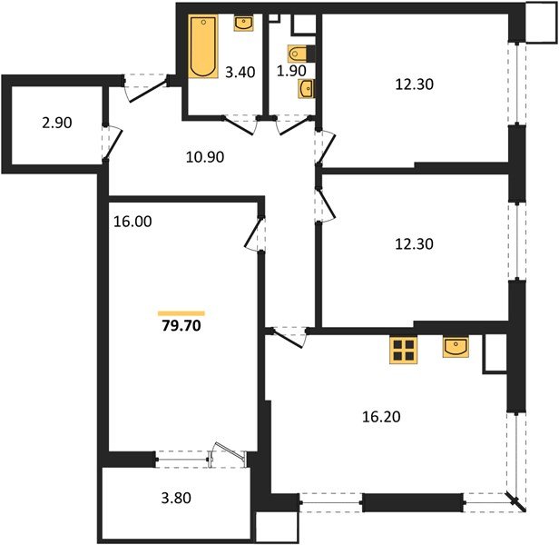 Фото №1: 3-комнатная квартира 79 м² - Краснодар, Прикубанский внутригородской округ, мкр. Парк Победы