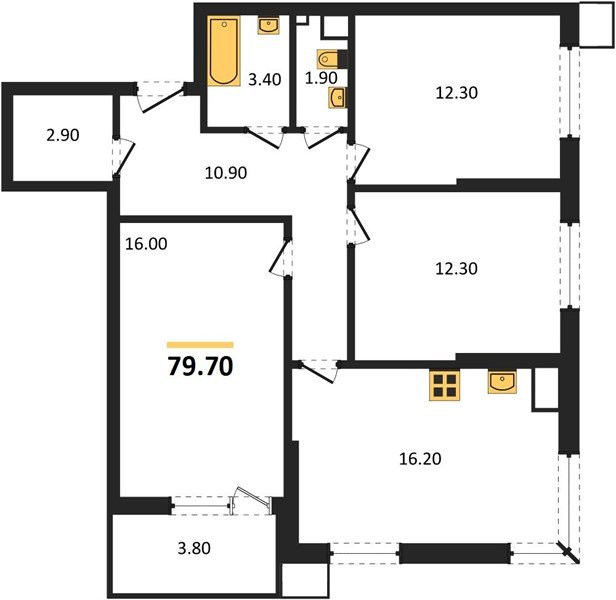 Фото №1: 3-комнатная квартира 79 м² - Краснодар, Прикубанский внутригородской округ, мкр. Парк Победы