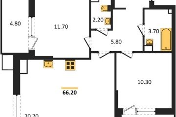 Фото №1: 2-комнатная квартира 67 м² - Краснодар, мкр. Парк Победы, 