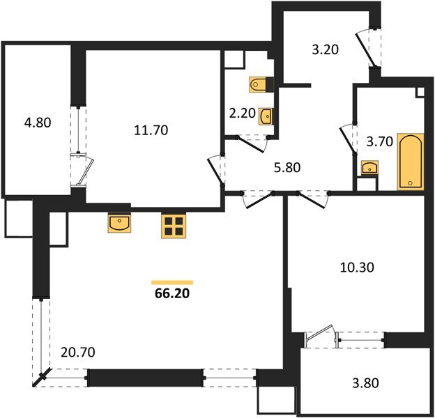 Фото №1: 2-комнатная квартира 67 м² - Краснодар, Прикубанский внутригородской округ, мкр. Парк Победы