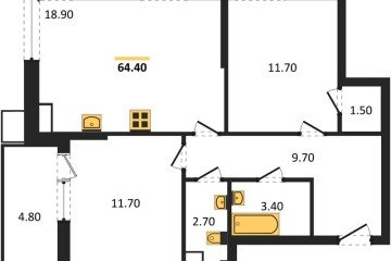 Фото №1: 2-комнатная квартира 64 м² - Краснодар, мкр. Парк Победы, 