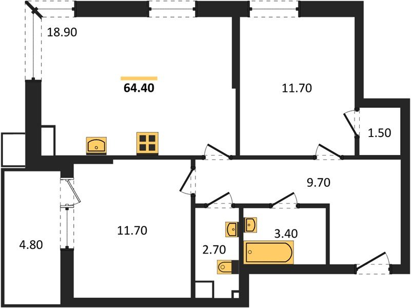 Фото №1: 2-комнатная квартира 64 м² - Краснодар, Прикубанский внутригородской округ, мкр. Парк Победы