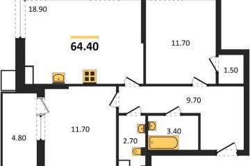 Фото №1: 2-комнатная квартира 64 м² - Краснодар, мкр. Парк Победы, 